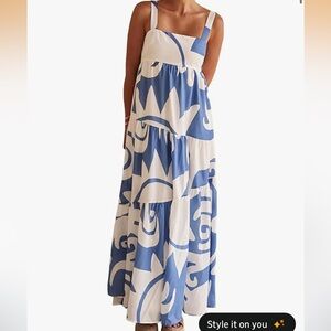 Amazon Blue and White Maxi Dress
